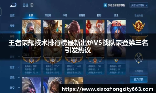 王者荣耀技术排行榜最新出炉V5战队荣登第三名引发热议